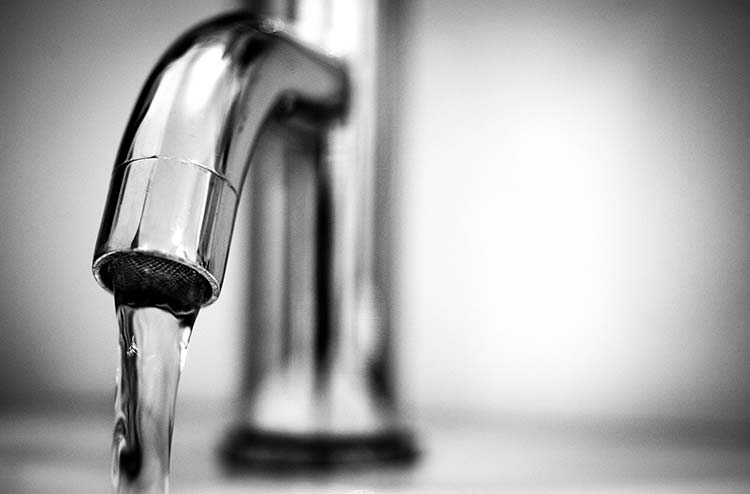 Water running from a tap