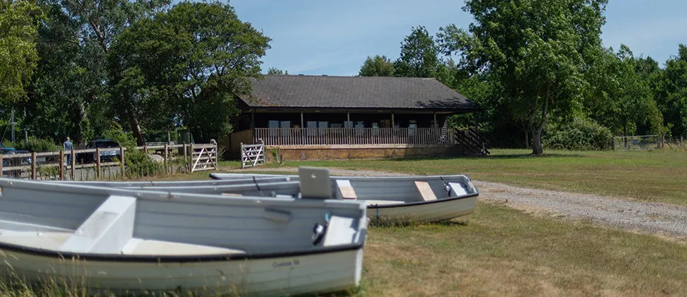 Fishing Lodge at Sutton Bingham with boats